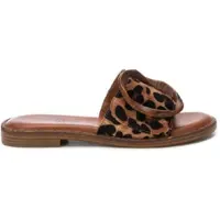 Carmela para mulher. 16241504-LEOPARDO Sandálias 162415 castanhas (36), Marrom, Plano, Nenhum, Casual, Animal print