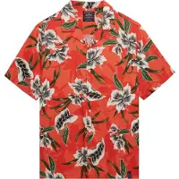 Superdry para homem. M4011128A Camisa havaiana vermelha (S), Vermelho, Casual, Modal, Manga curta