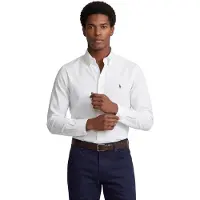 Ralph Lauren para homem. 712870507001 Camisa Oxford de ajuste personalizado branca (40.5), Branco, Casual, Algodão, Clássico, Manga com