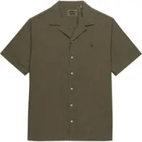 Superdry para homem. M4011138A Camisa castanha esverdeada Cabana (S), Marrom, Casual, Algodão, Manga curta