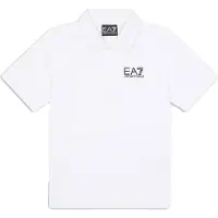 EA7 para menino. 7B000022_AF10378 Pólo de manga curta em camisola de algodão branco fresco (4Años= 106cm), Casual, moda infantil
