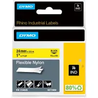 Dymo RHINO 1734525 fita nylon flexível 24mm preto sobre amarelo (3,5M)