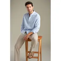 TeeShoppen Camisa ' Linen Blend ' azul