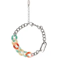 Usha Pulseira verde / coral / prata