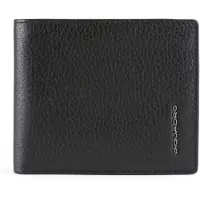 Piquadro , Carteira de couro, com bolso para moedas e zíper, preta, para homens
