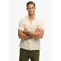 Superdry para homem. M4011123A Camisa bege texturizada Merchant (XXL), Casual, Algodão, Manga curta