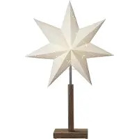 Star Trading Candeeiro de mesa Karo, branco, 55 cm, papel, madeira de acácia, estrela