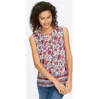 HEINE Top ecru / azul / vermelho escuro