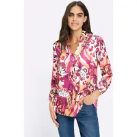 HEINE Blusa laranja / fúcsia / branco