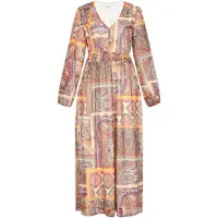 Usha Vestido bege / castanho / amarelo / laranja