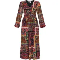 Usha Vestido navy / laranja / vermelho / preto