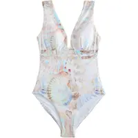 Next Fato de banho modelador azul claro / castanho escuro / pêssego / branco