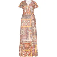 Usha Vestido amarelo / roxo / rosa escuro / vermelho