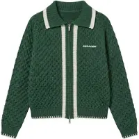 Pegador Casaco de malha 'Bosa' verde escuro / offwhite