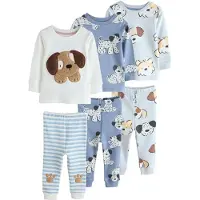 Next Pijama azul claro / castanho claro / branco