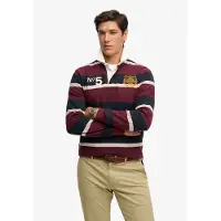 Superdry para homem. M1110483A Polo rugby Double Emblem Stripe Rugby grená (S), Casual, Algodão, Manga comprida