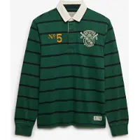 Superdry para homem. M1110483A Polo rugby Double Emblem Stripe Rugby verde (XXL), Casual, Algodão, Manga comprida