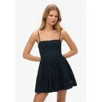 Superdry para mulher. W8012023A Broderie Cami Mini dress navy (L), Casual, Algodão, Sem mangas / correias, Marinho