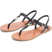 Tommy Hilfiger para mulher. FW0FW09127 Leona Leather Sandals preto (41), Couro, Plano, Fivela, Casual