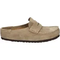 Birkenstock para mulher. 1029710 Tamancos de Couro Naples Wrapped (Ajuste Estreito) taupe (40), Plano, Nenhum, Casual