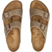Birkenstock para homem. 352201 Sandálias de pele Normal Arizona Leoi (Ajuste Regular) castanho (44), Couro, Marrom, Plano, Nenhum, Casual