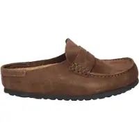Birkenstock para mulher. 1031701 Mocassins Naples Wrapped de couro (Ajuste Estreito) castanho (36), Marrom, Plano, Camurça, Nenhum, Casual