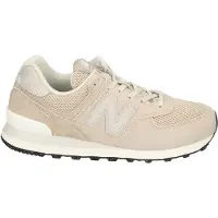 New Balance para mulher. W574V2_LI Ténis de couro 574 bege (38), Plano, Cordão, Casual