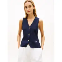 Tommy Hilfiger para mulher. WW0WW49707 Colete de malha premium azul-marinho (XS), Casual, Algodão