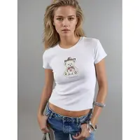 Busem Camisa creme / castanho / vermelho claro / branco