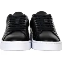 Armani Exchange para mulher. XW000295AF11912UC001 Sapatilhas de couro pretas (37), Preto, Plano, Cordão, Casual