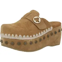 Mou para mulher. MU.SW611001A Socas de couro castanhas (36), Marrom, 5 a 8cm, Camurça, Nenhum, Casual