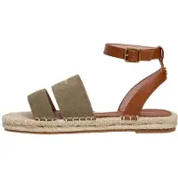 Pepe Jeans para mulher. PLS900010 Sandálias Auri Street em pele verde caqui (41), Couro, Marrom, Plano, Fivela, Casual