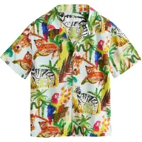 Next Camisa azul pastel / castanho / amarelo / verde