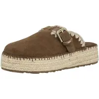 Mou para mulher. MU.SW641000A Tamancos de camurça Tamancos de juta castanhos lisos (37), Marrom, 3 a 5cm, Nenhum, Casual