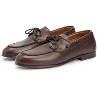 Tommy Hilfiger para homem. FM0FM05748 Sapatos de barco em pele castanha Emilio (46), Couro, Marrom, Plano, Cordão, Casual