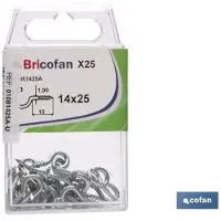 Cofan Gancho De Olhal Aberto Com Parafuso Blister 18x50 Mm 12 Unidades 8 Peças