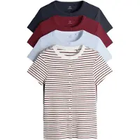 The Set Casaco de malha navy / azul claro / vermelho vinho / branco