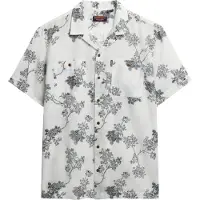 Superdry para homem. M4010793A Camisa de praia branca de manga curta (S), Branco, Casual, Algodão