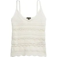 Superdry para mulher. W6012031A Top de croché branco (XXS), Casual, Algodão, Sem mangas / correias
