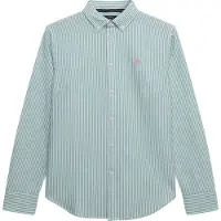 Superdry para mulher. W4010565A Camisa oxford de corte justo turquesa (L), Casual, Verde, Algodão, Clássico, Manga comprida