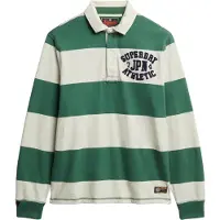 Superdry para homem. M2014011A Pólo Atlético Vintage verde, branco (L), Casual, Algodão, Manga comprida