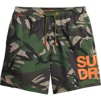 Superdry para homem. M3010247A Fato de banho de 43,2 cm com logótipo Sportswear verde (M), Camuflagem, Beachwear, Polister Reciclado, Susten