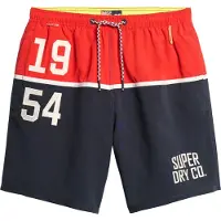 Superdry para homem. M3010249A Fato de banho de 43,2 cm com logótipo náutico azul-marinho (S), Beachwear, Polister Reciclado, Sustentável