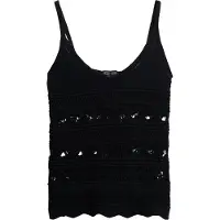 Superdry para mulher. W6012031A Top de croché preto (XXS), Casual, Algodão, Sem mangas / correias