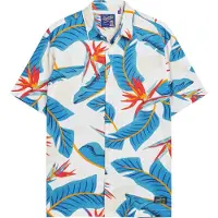 Superdry para homem. M4010353A Camisa havaiana branca (S), Branco, Casual, Modal, Manga curta
