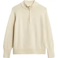 Superdry para mulher. W6110625A Camisola com fecho parcial Classic bege (XL), Casual, Algodão