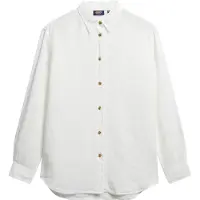 Superdry para mulher. W4010463A Camisa casual de linho com corte boyfriend branco (XS), Manga comprida