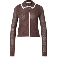 Abercrombie & Fitch Casaco de malha castanho / branco