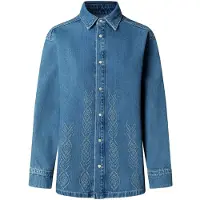 Pepe Jeans para mulher. PL3051442 Casaco Ellen Ikat azul (XL), Casual, Algodão, Denim