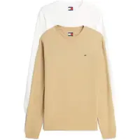 Tommy Hilfiger Camisa 'Tommy Flag Slim Long Sleeve T' bege / branco